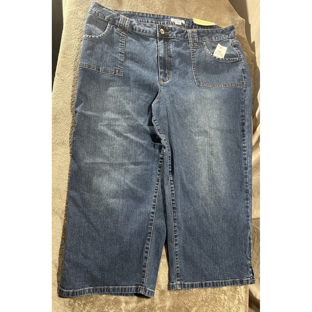 NWT Cato Contemporary Size 18 Lower Rise Denim Capris Flap Pocket Crop Jeans - Picture 2 of 11